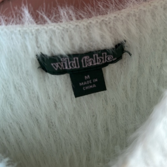 Fuzzy baby blue soft cardigan crop tank cami sweater set - Picture 4 of 8